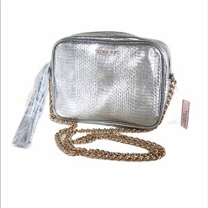 Victoria’s Secret Metallic Silver Tassel ZipUp Bag